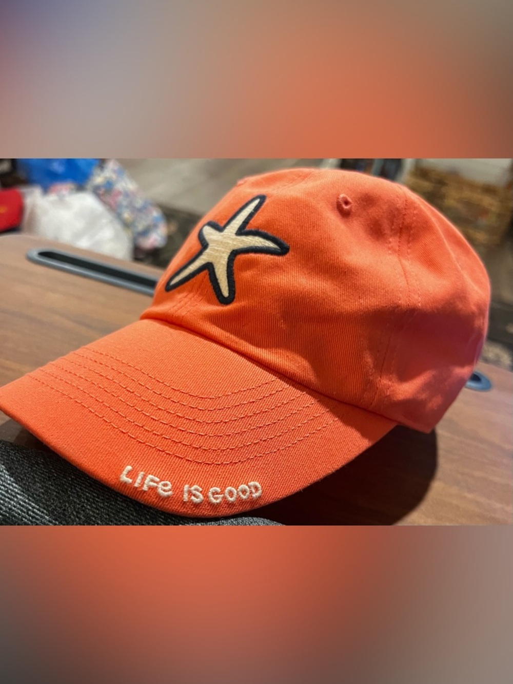 Life Is Good Pink Embroidered Starfish Hat Cap Unisex Adjustable Strapback